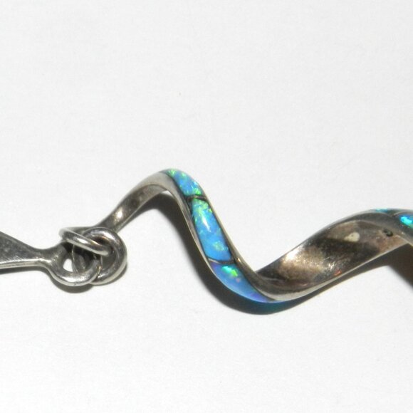 Vintage Andrew Dewa Zuni Signed Spiral Opal Sterling Silver Earrings - Picture 5 of 12